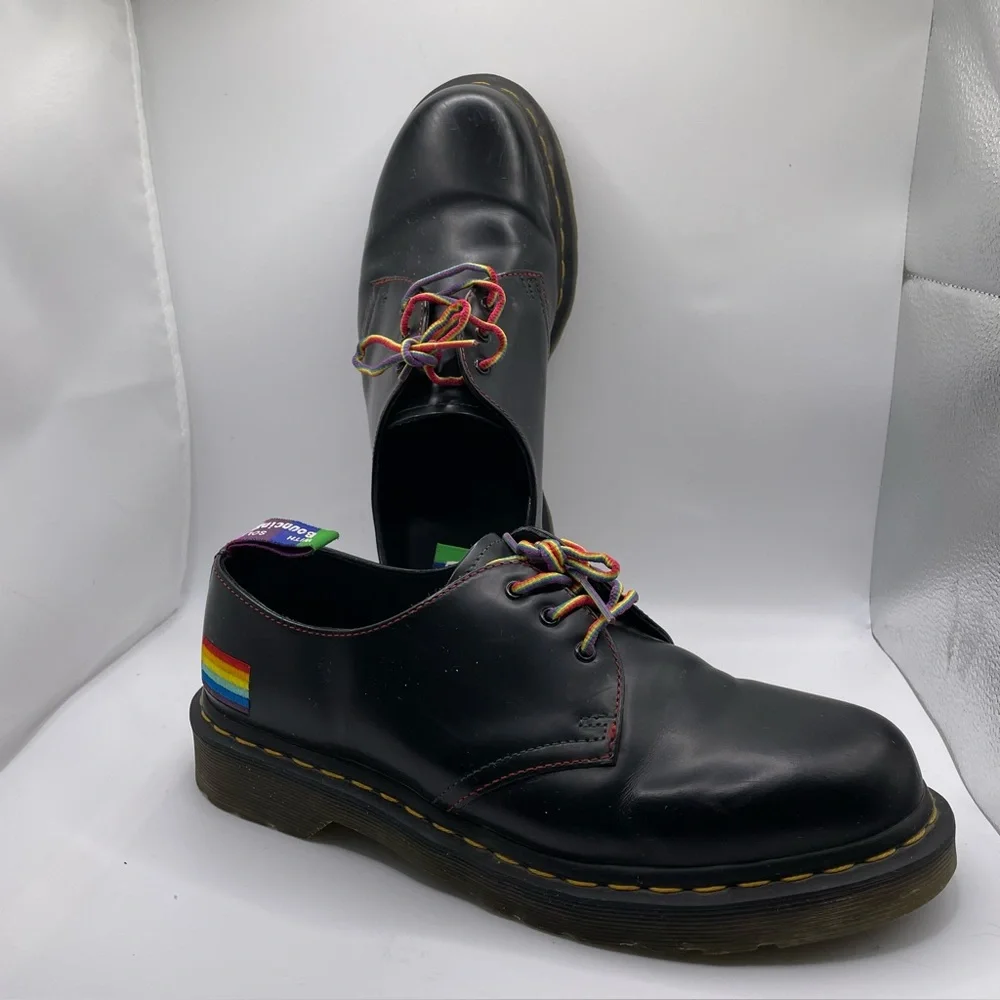 Dr. Martens For Pride Shoes Sz 9 Black Bouncing Soles Gay Pride LGBT Juneteenth